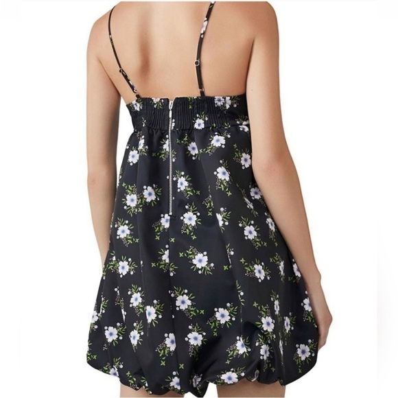 NWT Free People Black Floral Bubble Babdydoll Dress Size L - Picture 4 of 12